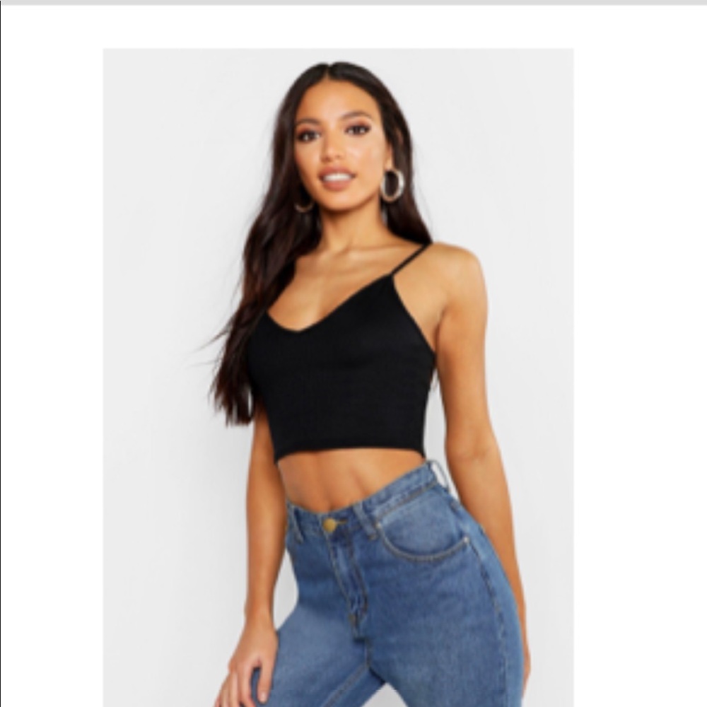 NWT black ribbed bralette from boohoo